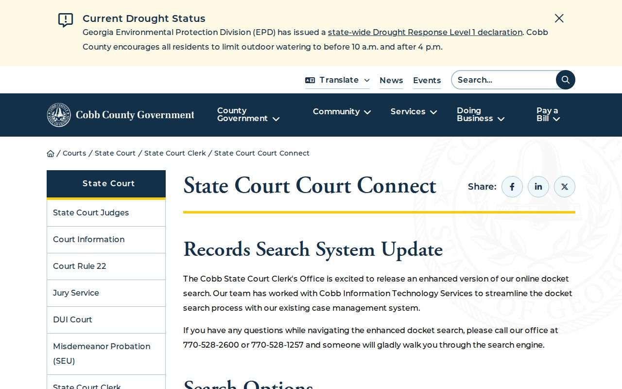 Cobb County warrant lookup CourtConnect options
