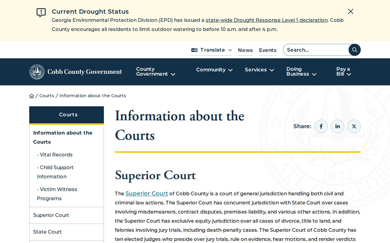 Cobb County official court hierarchy and contact information