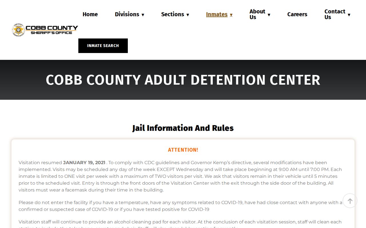 Cobb County Adult Detention Center public information