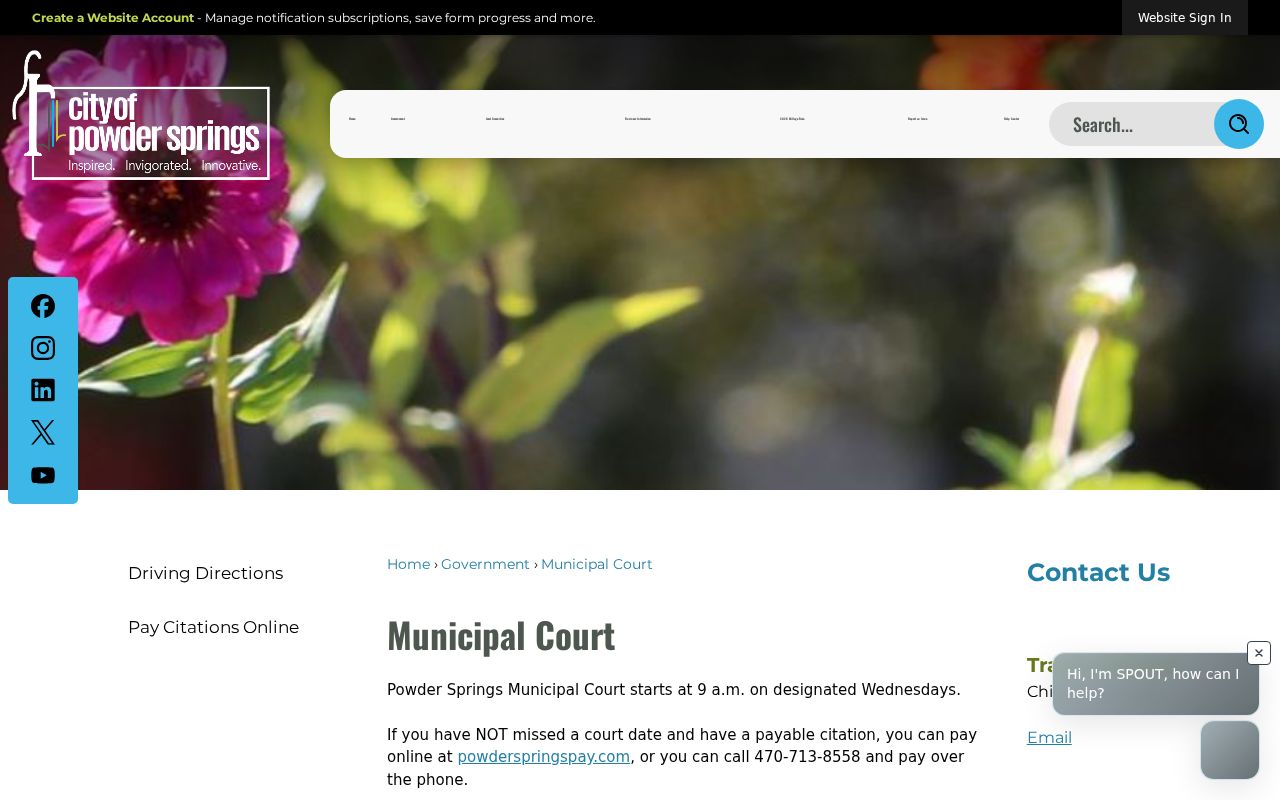 Powder Springs Municipal Court failure-to-appear warning and payment information