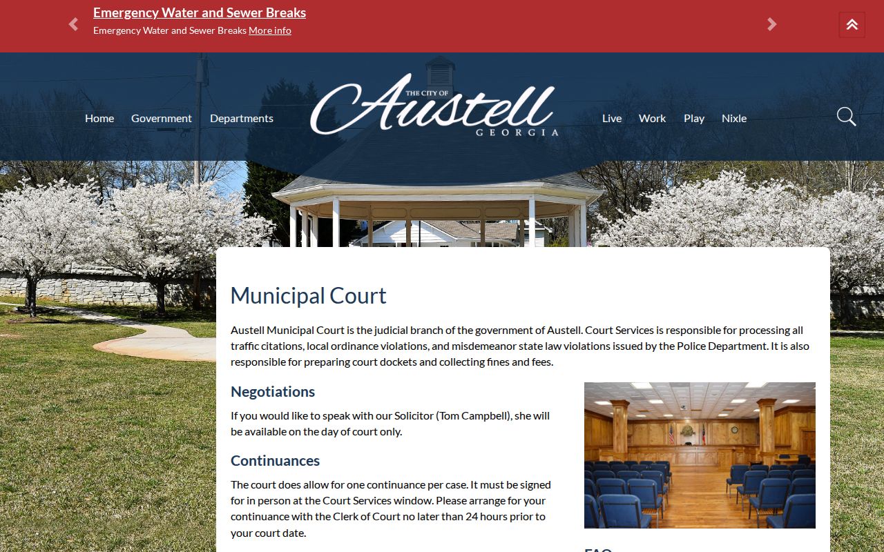 Austell Municipal Court public warrant and failure-to-appear information in Cobb County